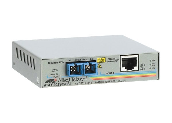 Allied Telesis AT FS202 10/100BASE-TX to 100BASE-FX Media Converter