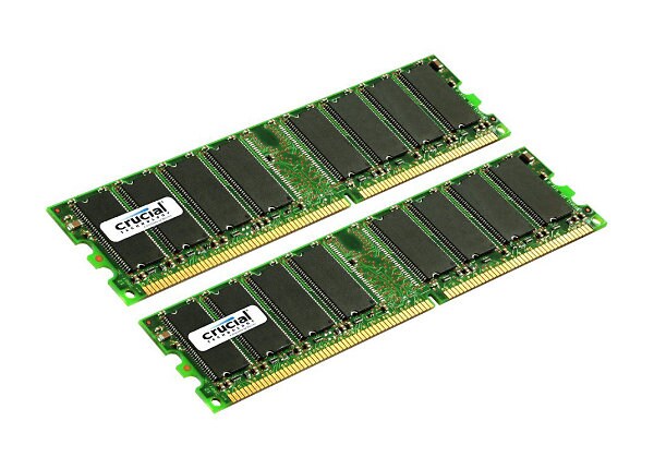 Crucial - DDR - 2 GB: 2 x 1 GB - DIMM 184-pin