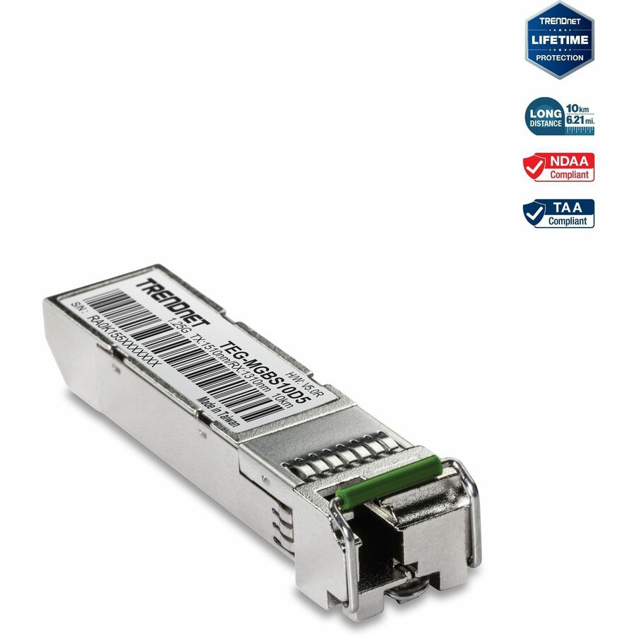 TRENDnet SFP to RJ45 Dual Wavelength Single-Mode LC Module; TEG-MGBS10D5; M