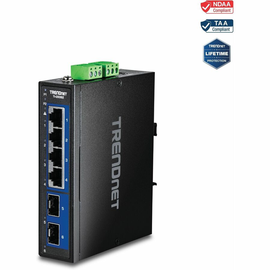 TRENDnet 6-Port Industrial 2.5G DIN-Rail Switch with 10G SFP+ Ports