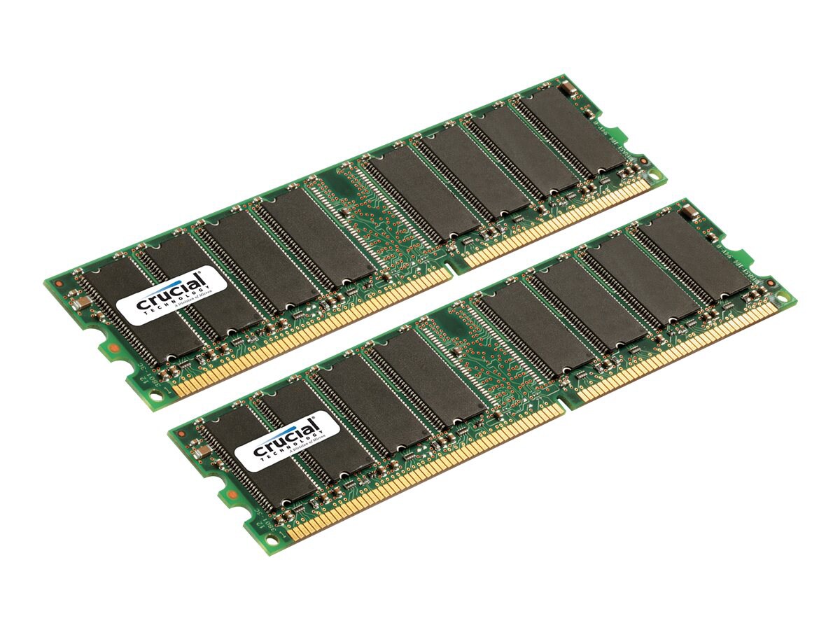 Crucial - DDR - 2 GB: 2 x 1 GB - DIMM 184-pin - unbuffered