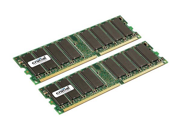 Crucial - DDR - 2 GB: 2 x 1 GB - DIMM 184-pin - unbuffered