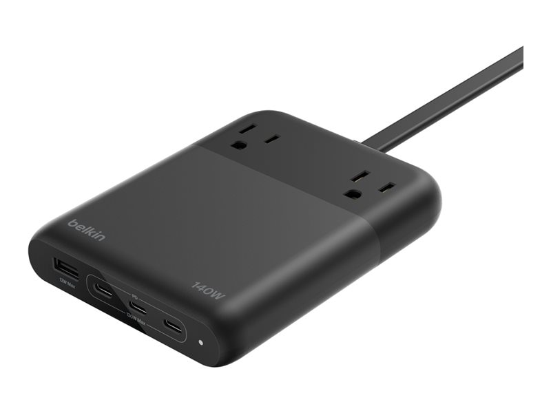 Belkin 2-Outlet Charging Station w/ 1x USB-A + 3x USB-C Ports 140W - 5ft/1.