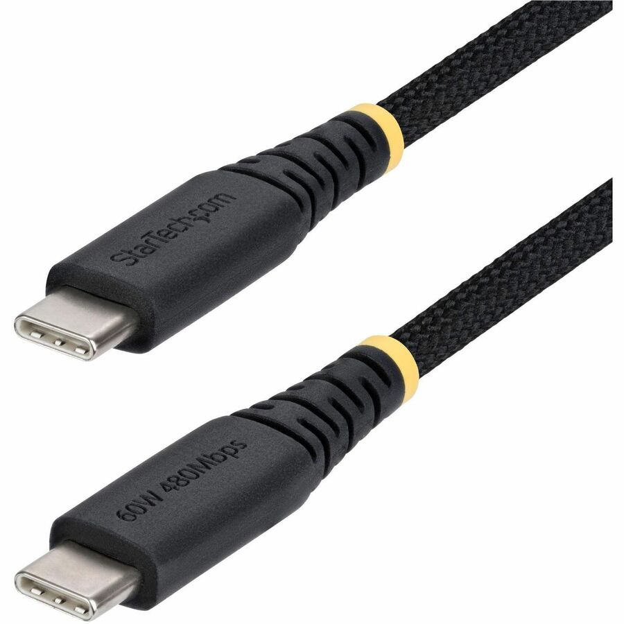 StarTech.com 1ft USB-C Charging Cable, 60W/3A PD, Dual-Layer Braided/TPE Ja