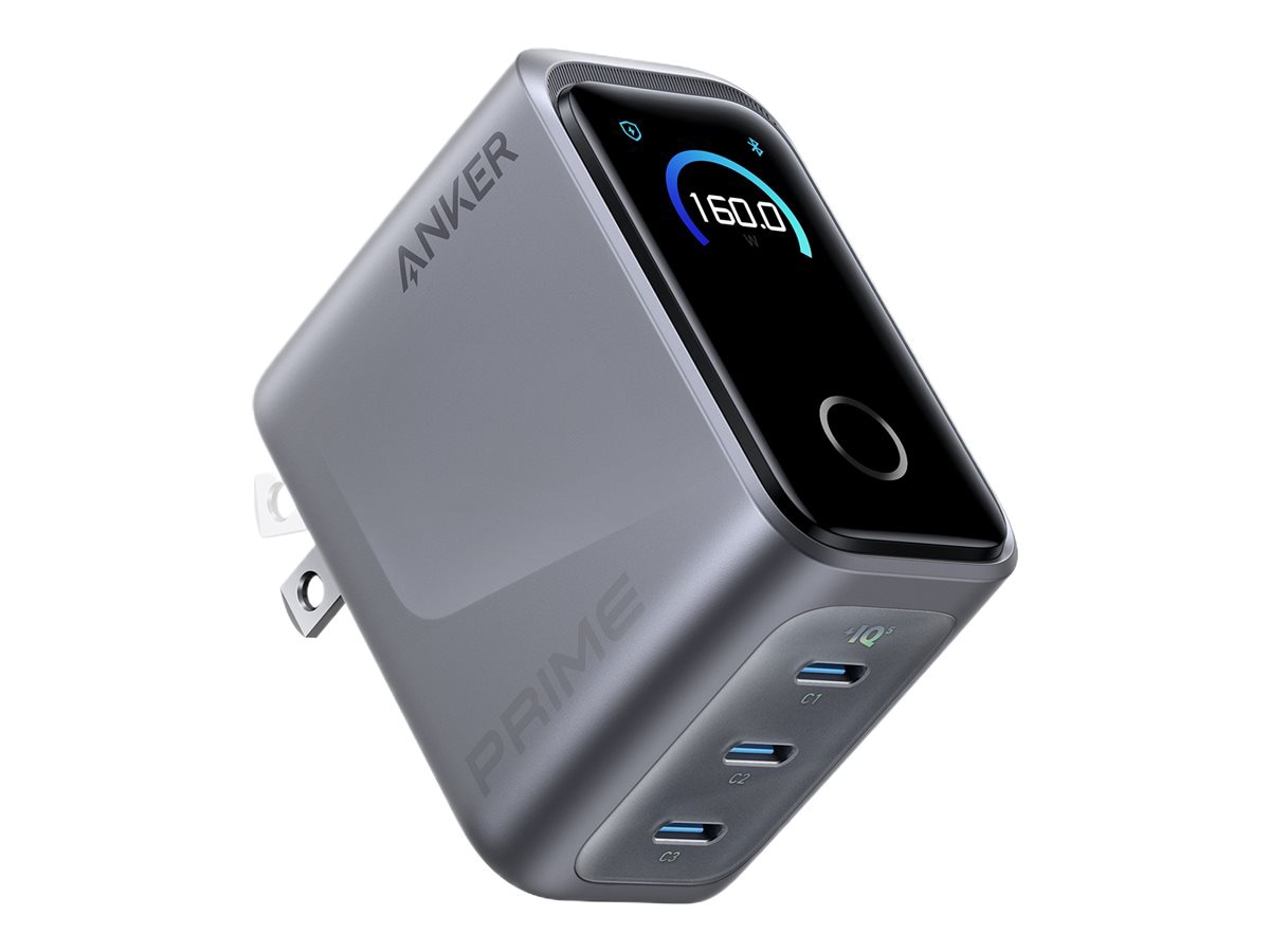 Anker Prime A2687 power adapter - with smart display - 3 x USB-C - 160 Watt