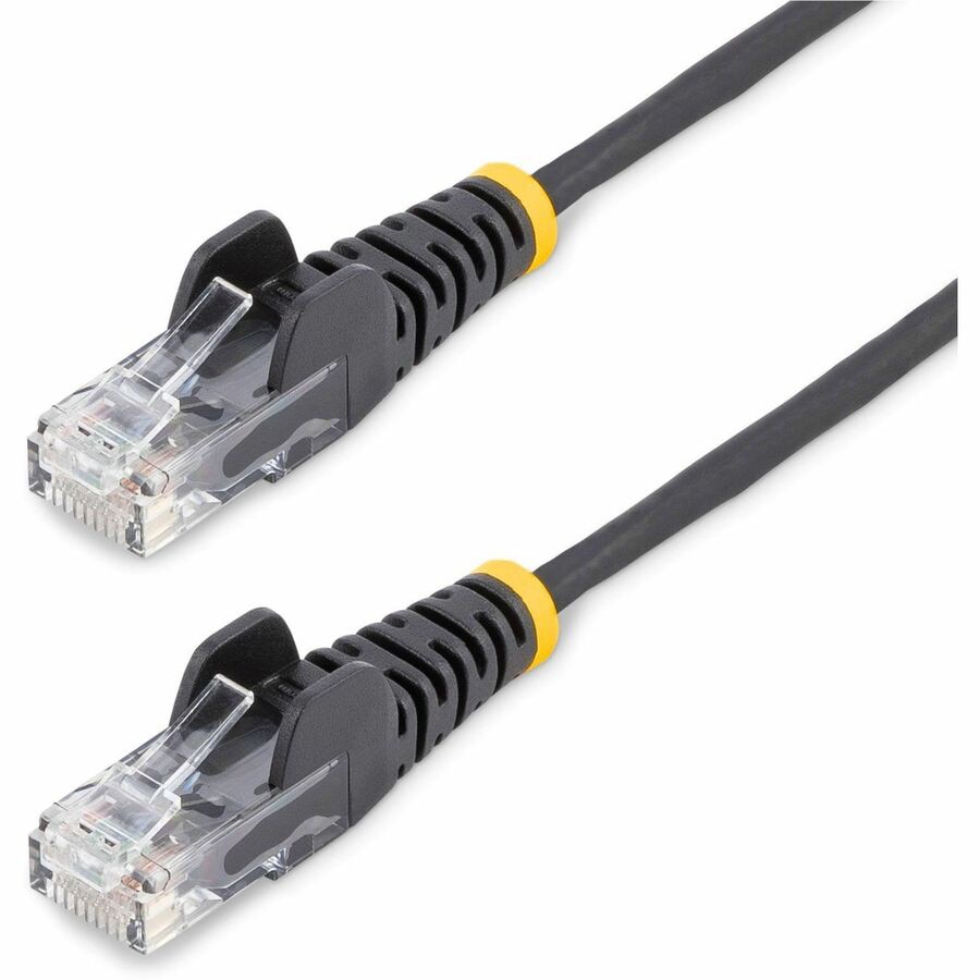 StarTech 9in Black Slim CAT6 Ethernet Cable, Snagless RJ45, LSZH, 28AWG Bar