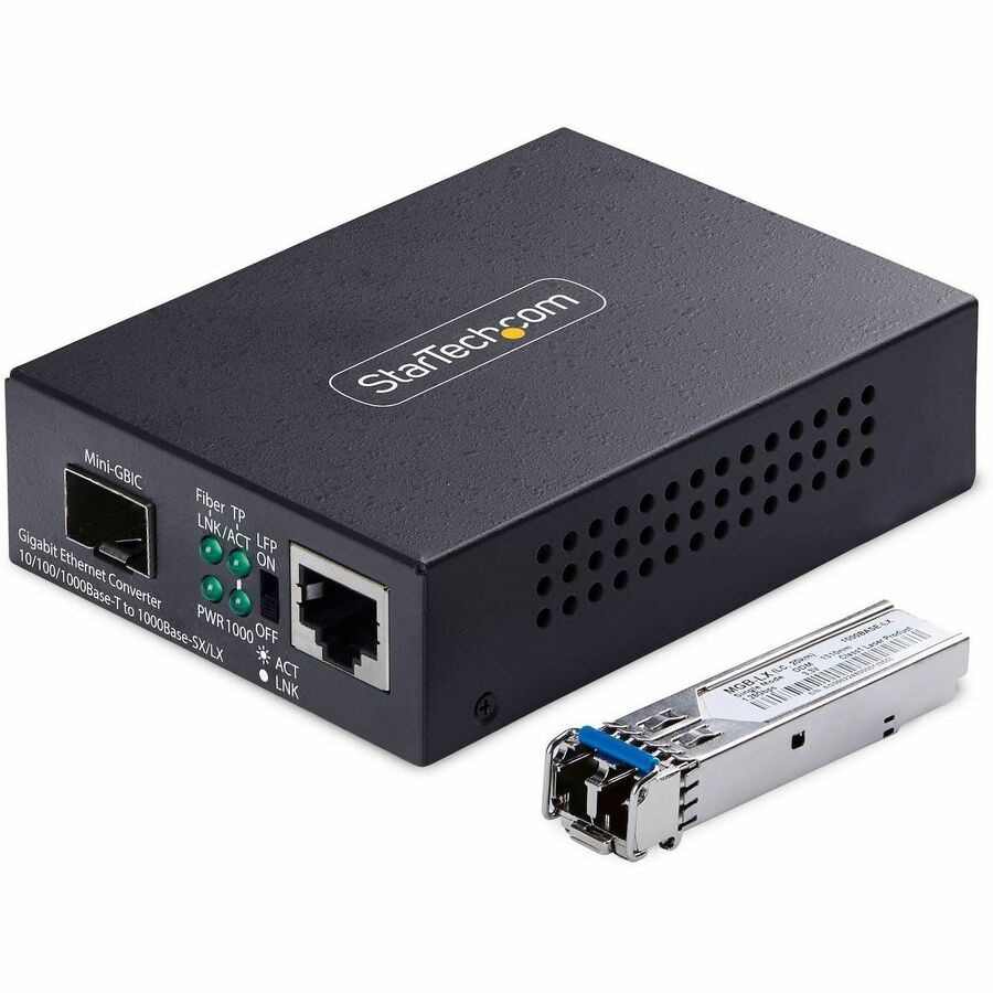 StarTech.com Gigabit Ethernet Copper-to-Fiber Media Converter, SM LC, 20km,