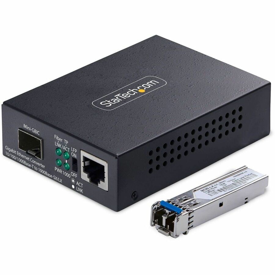 StarTech.com Gigabit Ethernet Copper-to-Fiber Media Converter, SM LC, 40km,