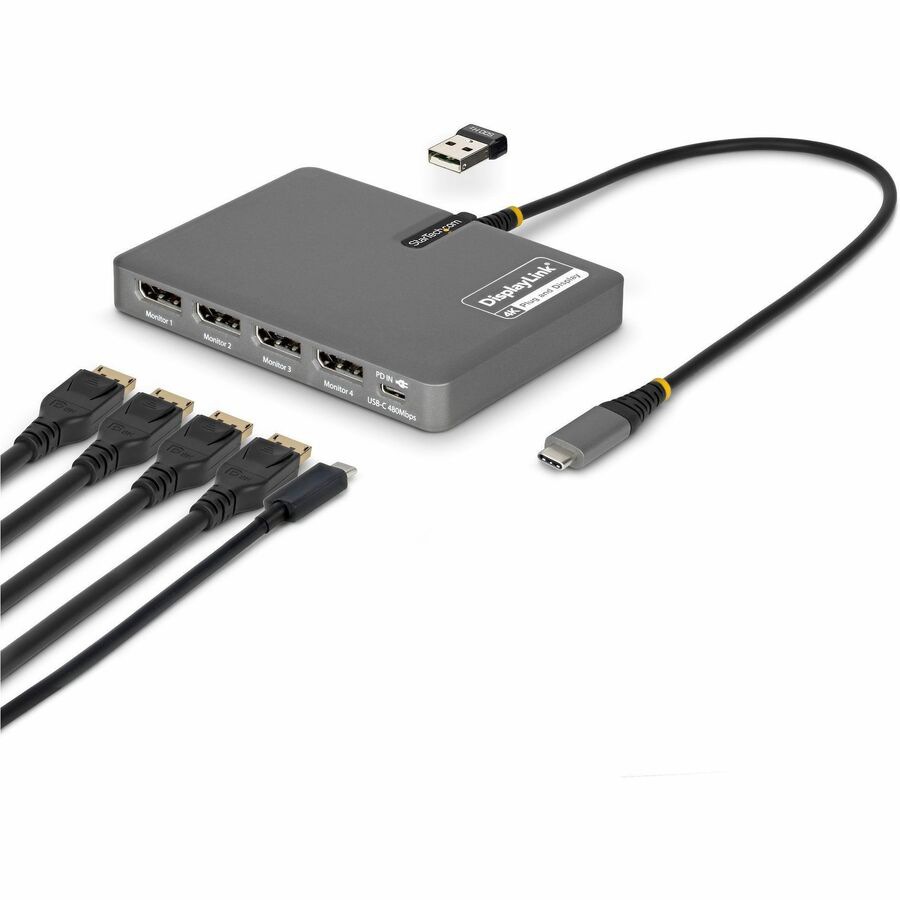 StarTech.com USB-C to Quad-Monitor Workstation Adapter, 4K 60Hz DisplayPort