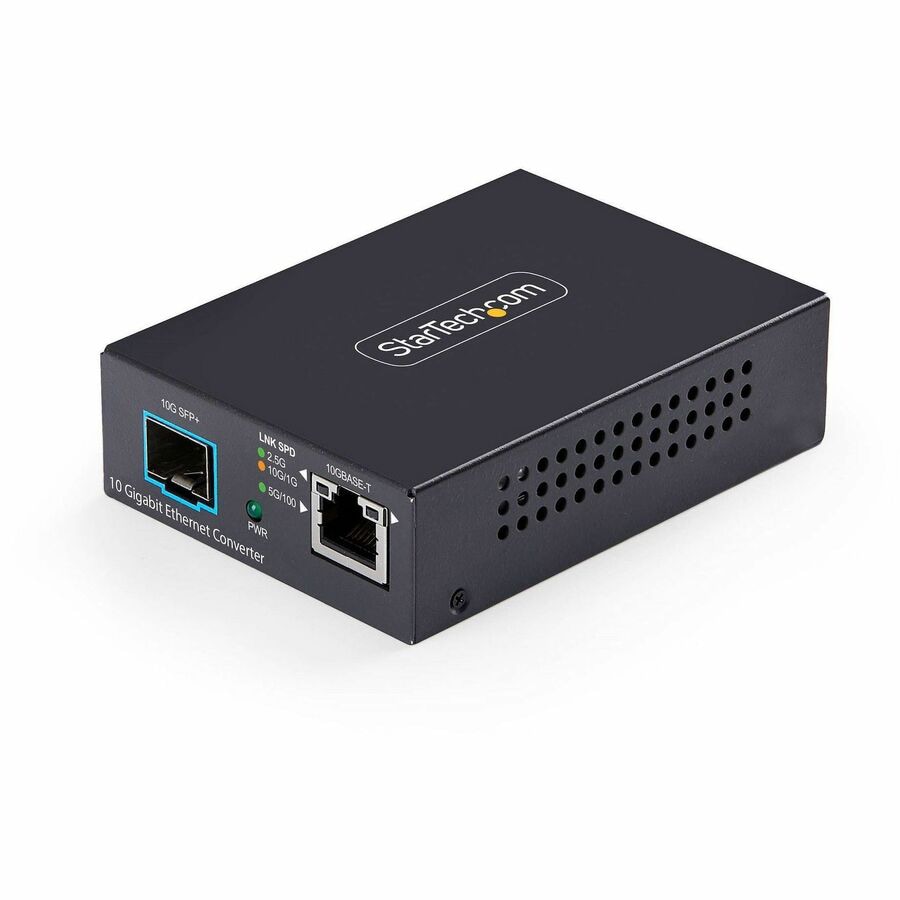 StarTech 10GbE Multi-Gigabit Open SFP+ Fiber Media Converter, Standalone 10 Gigabit Ethernet RJ-45 to 10GBASE-X SFP, TAA