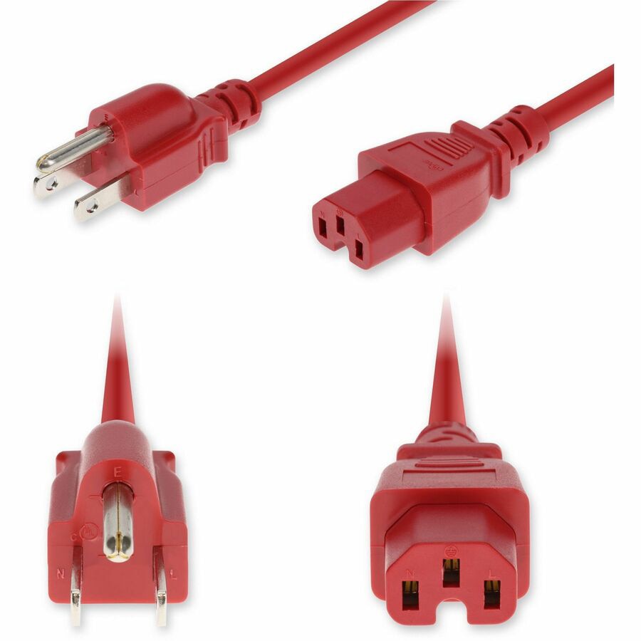 Proline 6ft NEMA 5-15P Male to C15 Female High-Temperature 14 AWG 125V at 15A PVC SJT (Service Junior Thermoplastic) Red