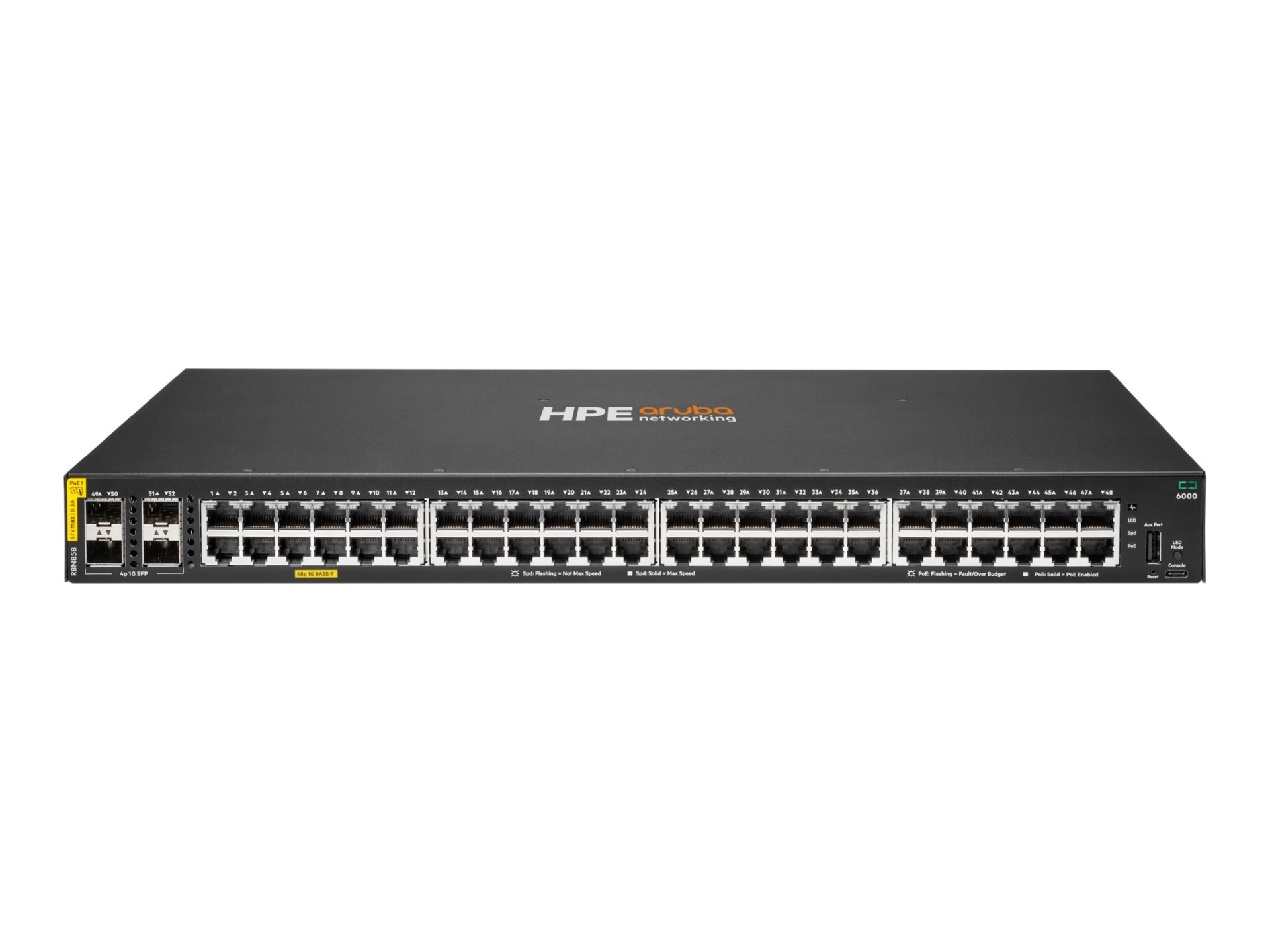 HPE Aruba Networking CX 6000 48p 10M/100M/1G Class4 PoE 4p SFP 1G 370W Swit