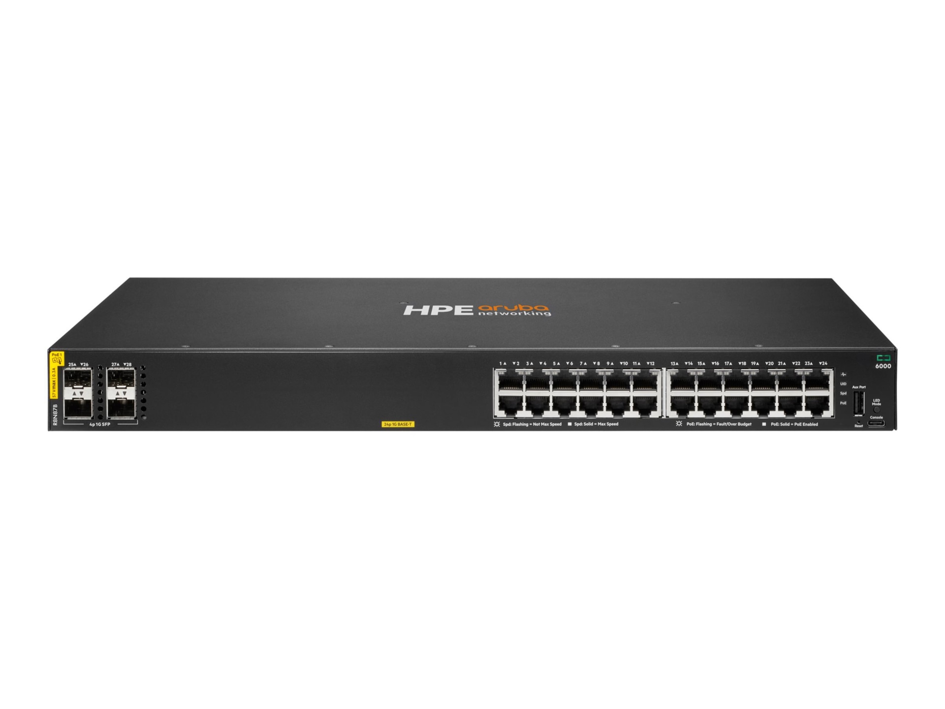 HPE Aruba Networking CX 6000 24p 10M/100M/1G Class4 PoE 4p SFP 1G 370W Swit