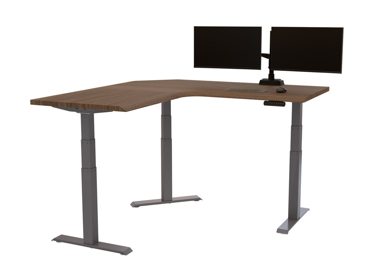 Vari - sit/standing desk - L-shaped - walnut