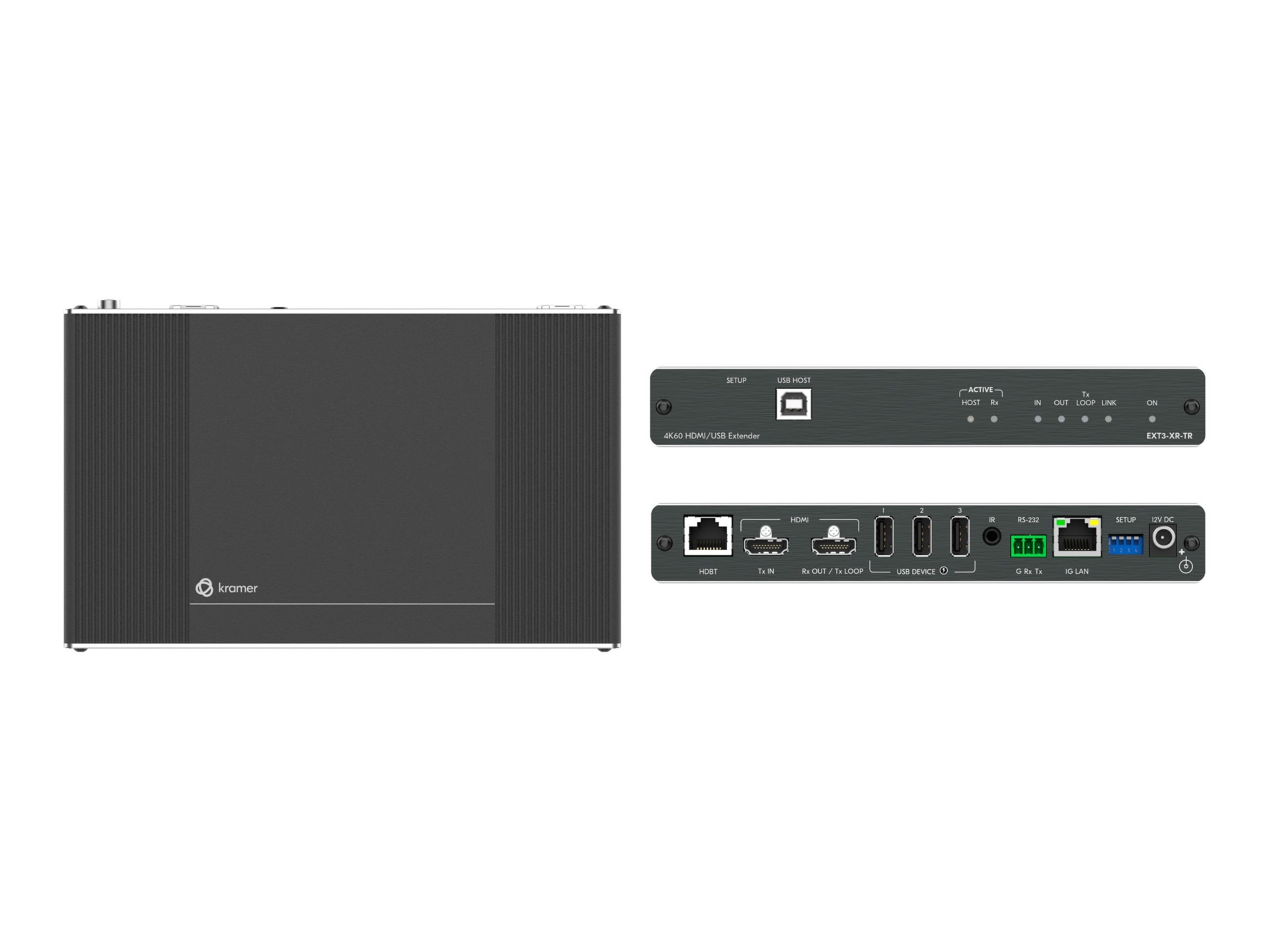 Kramer - video/audio/infrared/serial/USB/network/power extender - 1GbE, HDMI, HDBaseT 3.0
