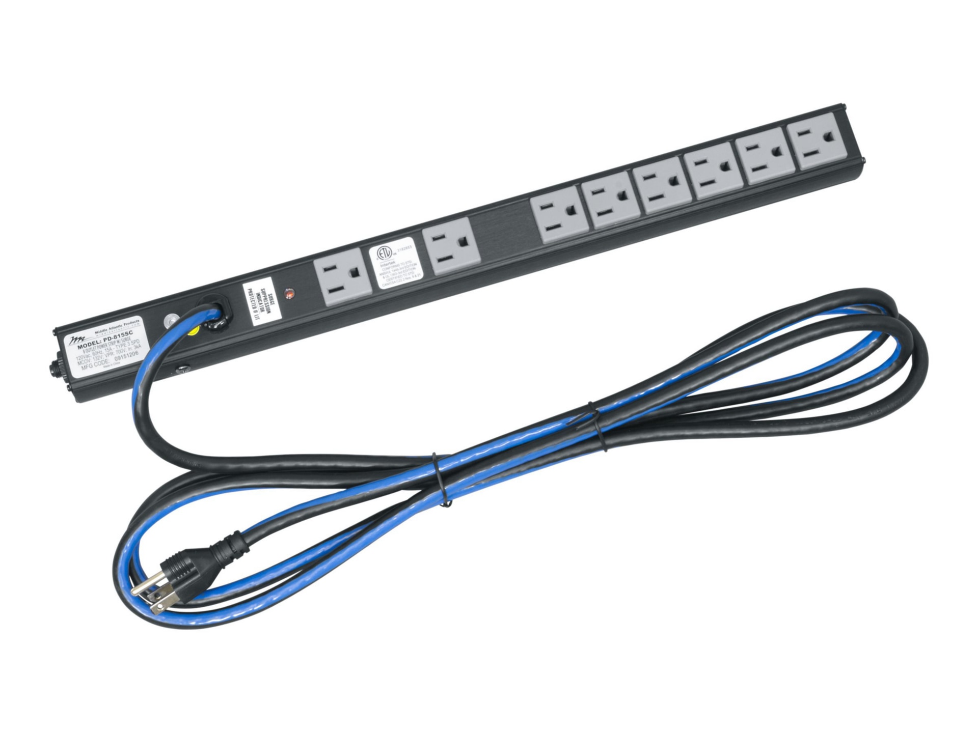 Middle Atlantic High-Density Slim Power Strip PD-815SC - power distribution strip