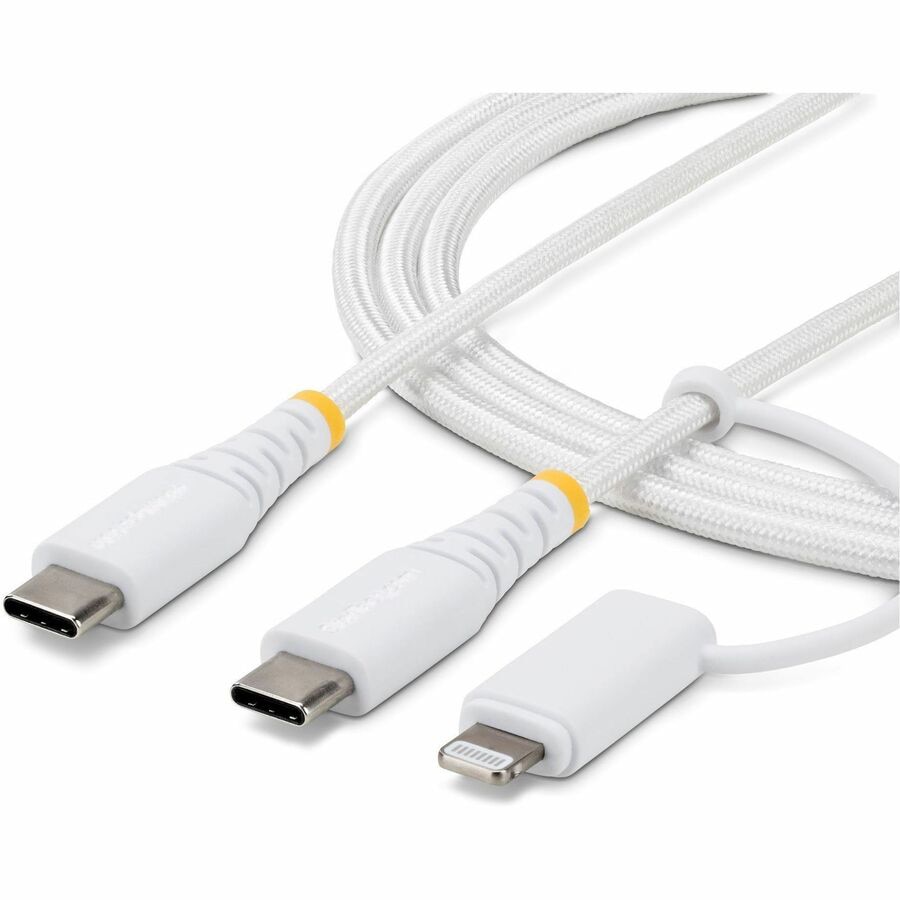 StarTech 2m (6.6ft) 2-in-1 USB-C Charging Cable with Lightning Adapter, 30W