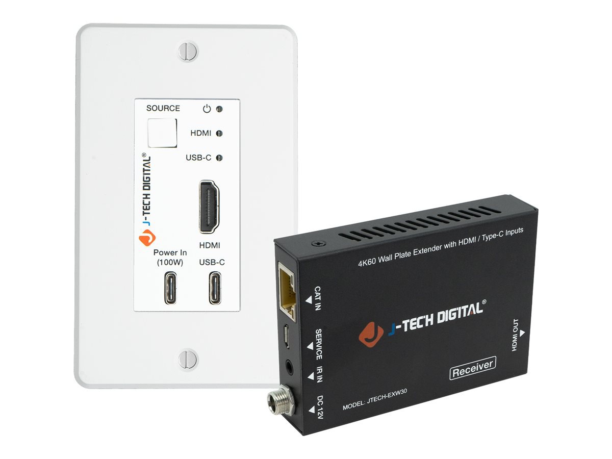 J-Tech Digital JTECH-EXW30 - video/audio/USB extender - HDMI, USB-C