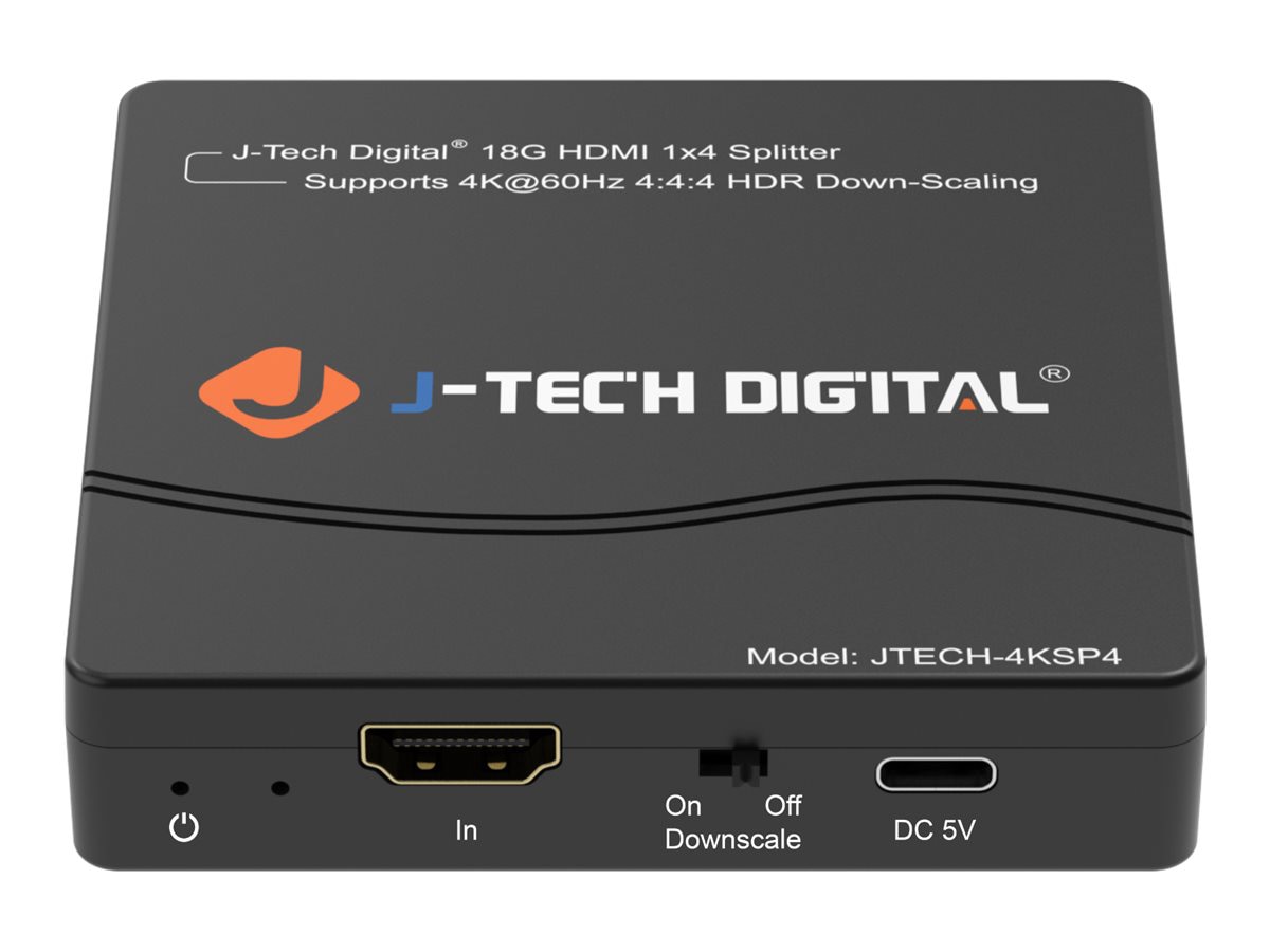J-Tech Digital JTECH-4KSP4 - video/audio splitter - 4K60Hz, 1x4, with Multi