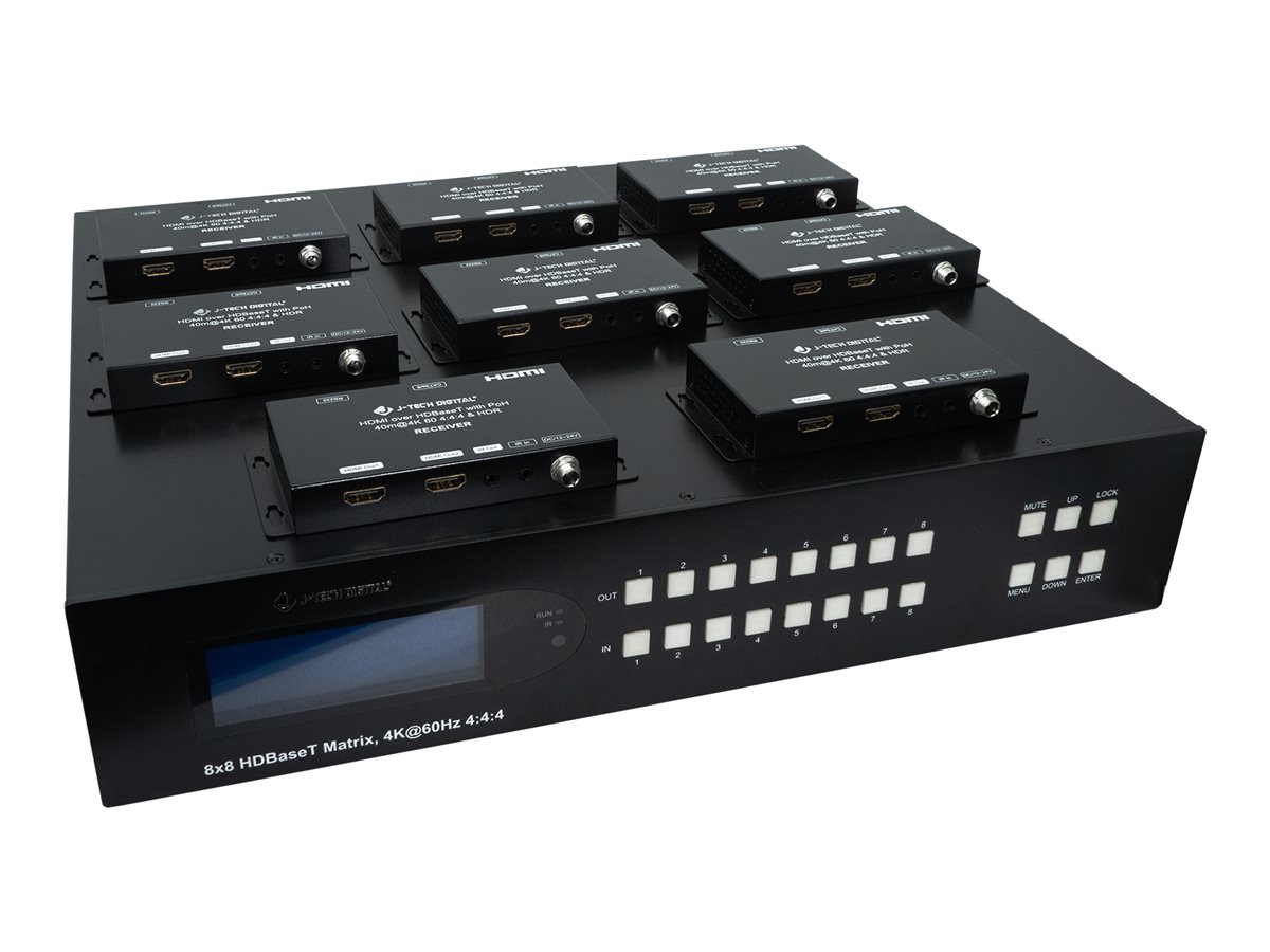 J-Tech Digital JTECH-MX443-UHD - transmitter + 8 receivers - video/audio ex