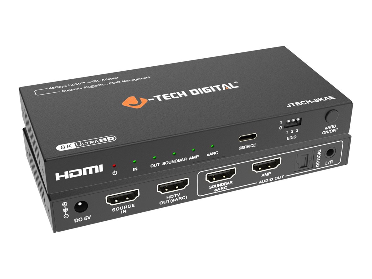 J-Tech JTECH-8KAE - HDMI audio signal extractor for computer, TV, sound bar