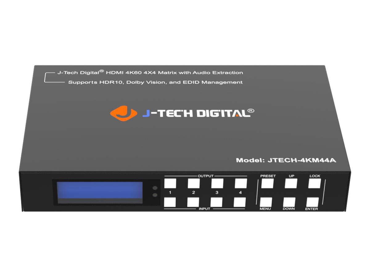 J-Tech Digital JTECH-4KM44A - video/audio switch - 4K 60Hz, HDMI, matrix, w