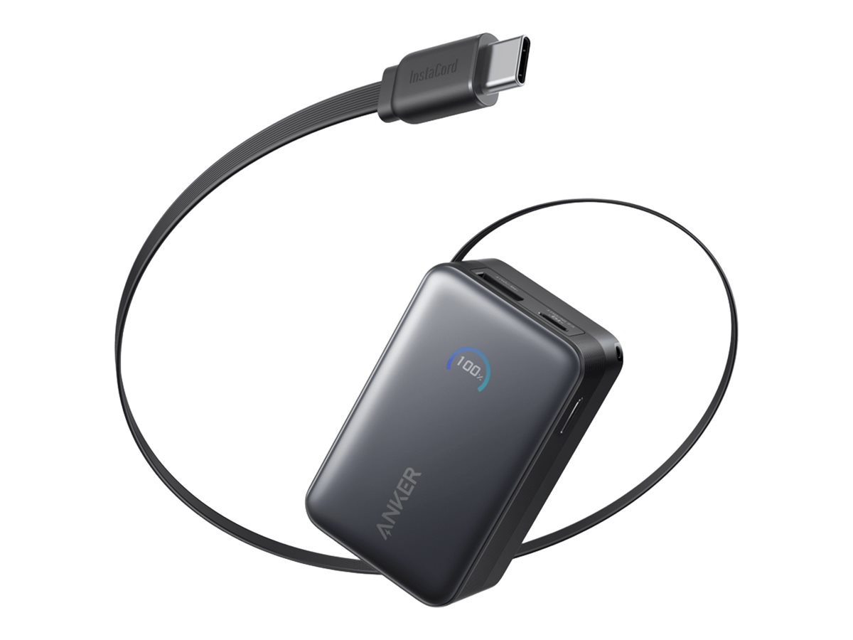 Anker Nano power bank - built-in USB-C cable - 2 x USB-C, USB - 45 Watt