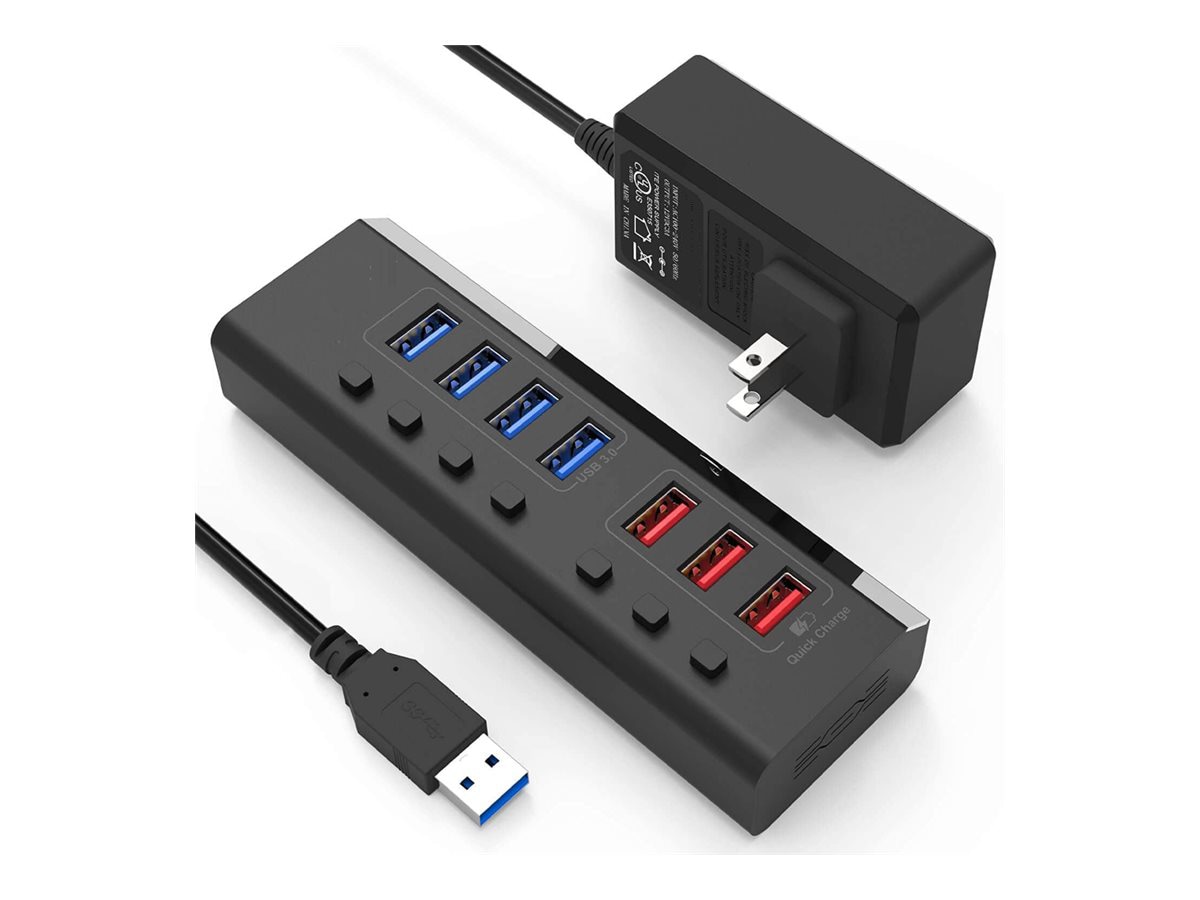 4XEM - hub - with power adapter - 7 ports - TAA Compliant