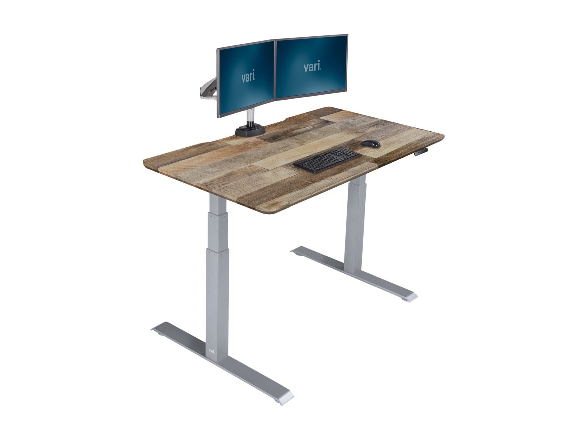 Vari - sit/standing desk - rectangular - reclaimed wood