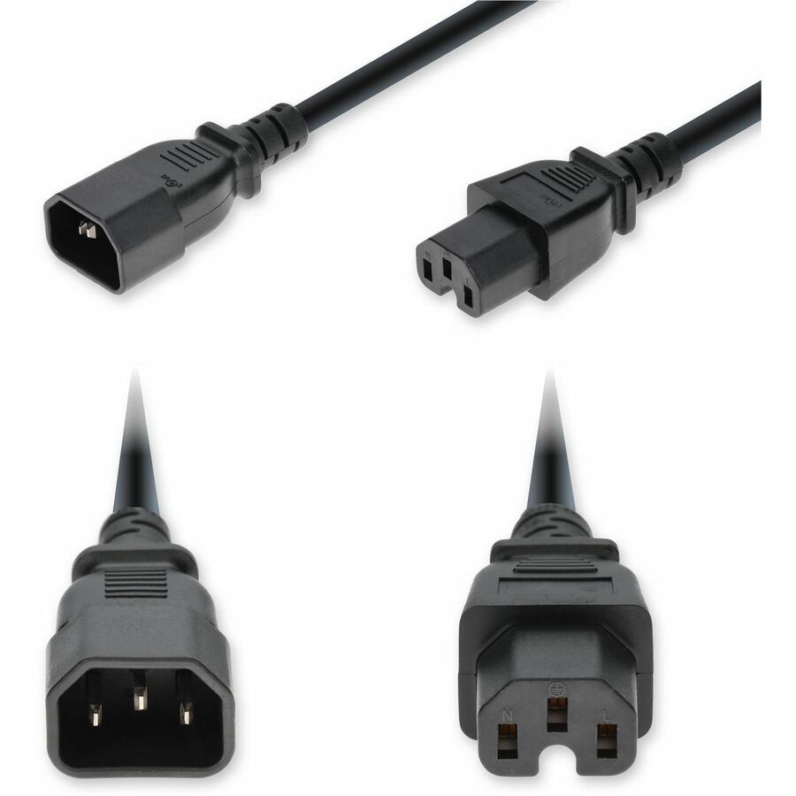 Proline 6ft C14 Male to C15 Female Standard Commercial 14 AWG 250V at 15A PVC SJT (Service Junior Thermoplastic) Black
