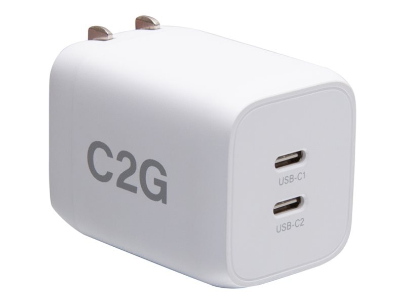 C2G Dual USB-C Power Adapter - 65W power adapter - 24 pin USB-C - 65 Watt