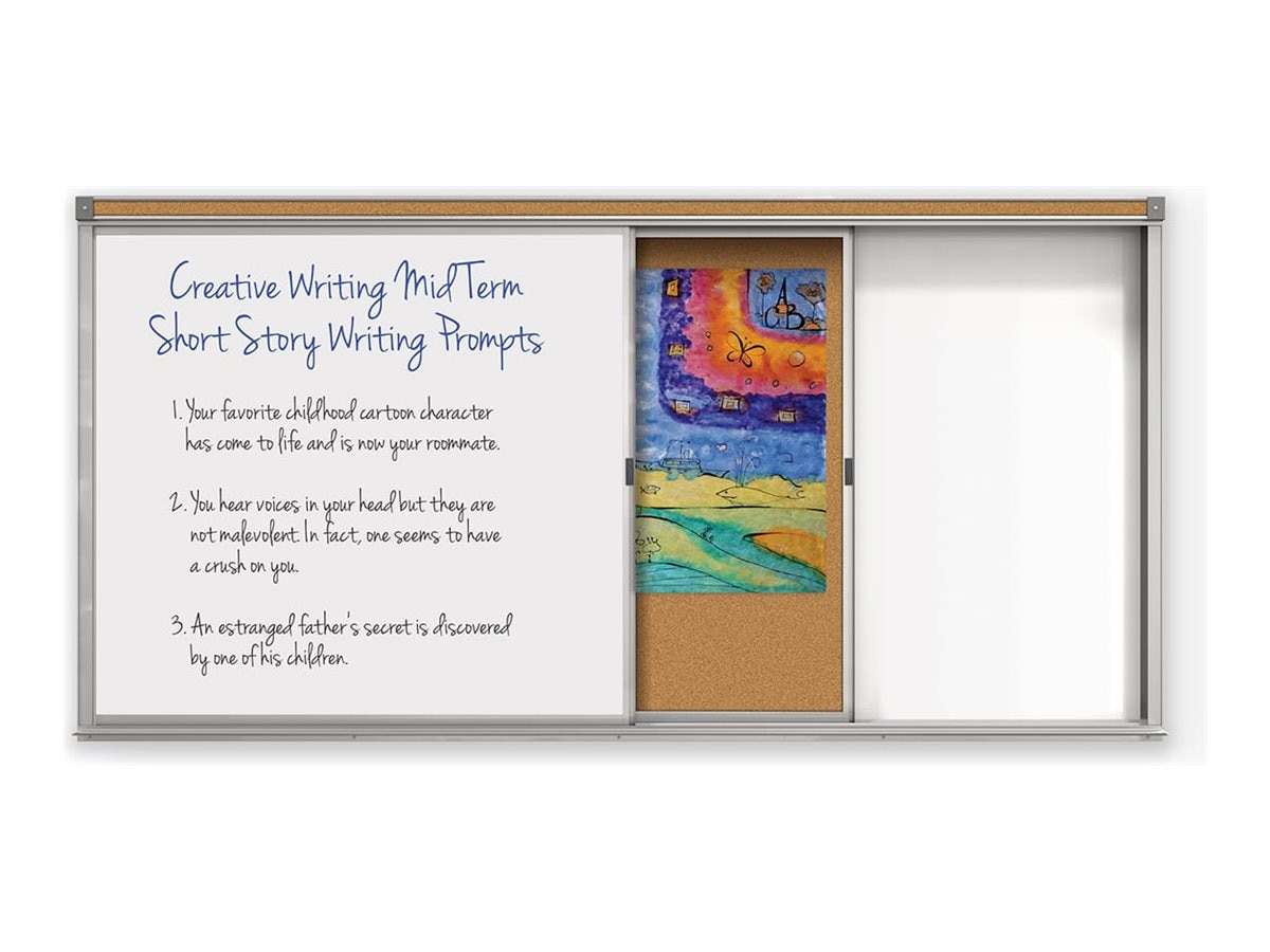 MooreCo combo board: bulletin board, whiteboard - 48 in x 95.98 in