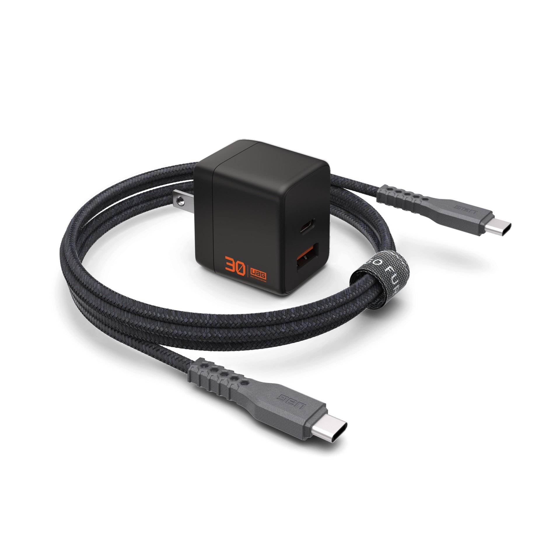 30W 2-Port Wall Charger with Two 6ft Cables Bundle - Black