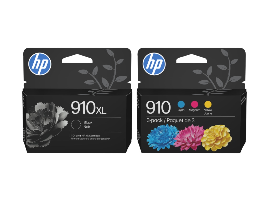 HP 910XL/910 Black High Yield and Cyan/Magenta/Yellow Standard Yield Ink Cartridge, 4/Pack