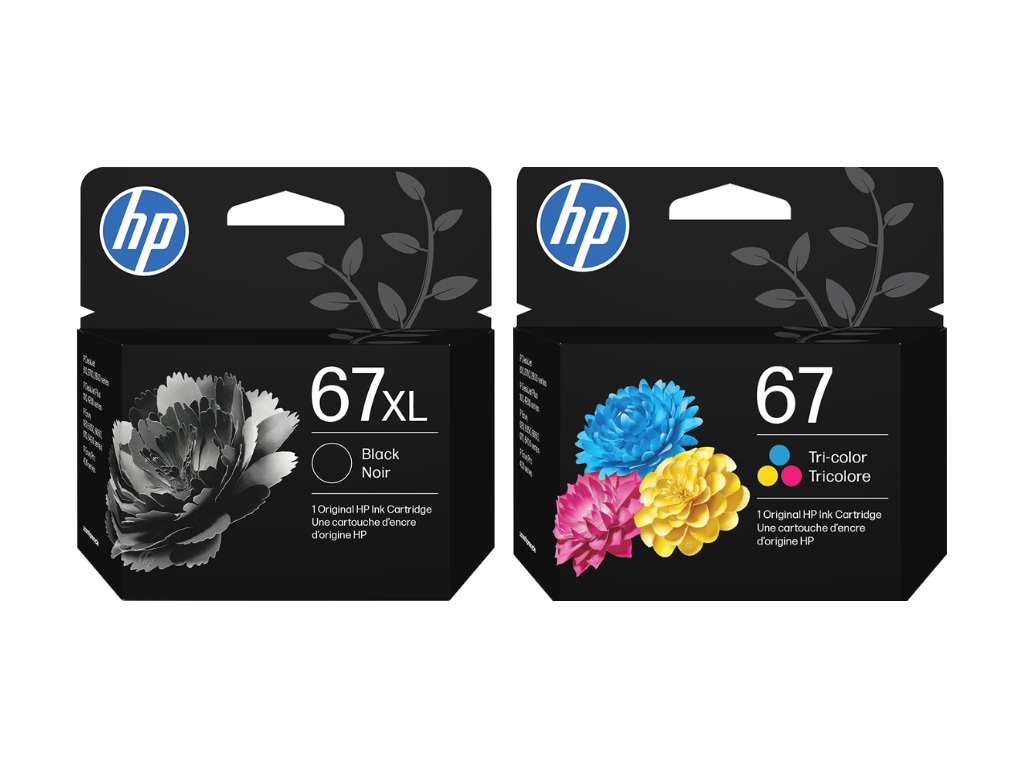 HP 67XL/67 Black High Yield and Tri-Color Standard Yield Ink Cartridge, 2/P