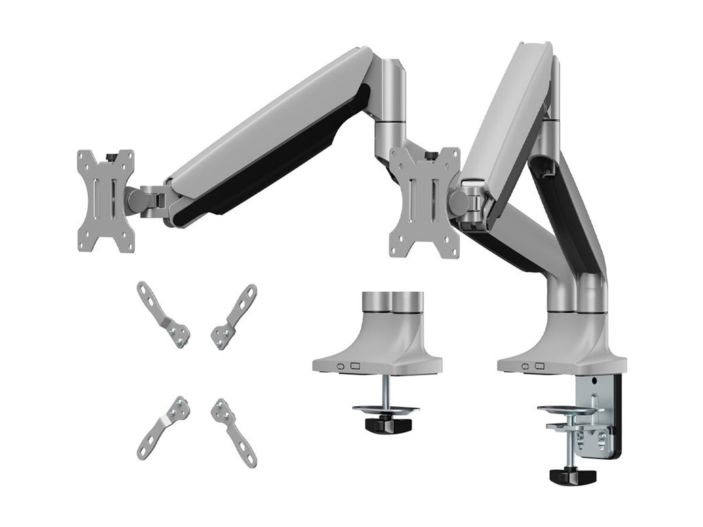 SIIG Dual 43" Mechanical Spring Monitor Arm Desk Mount - Gray - Fits 17" -