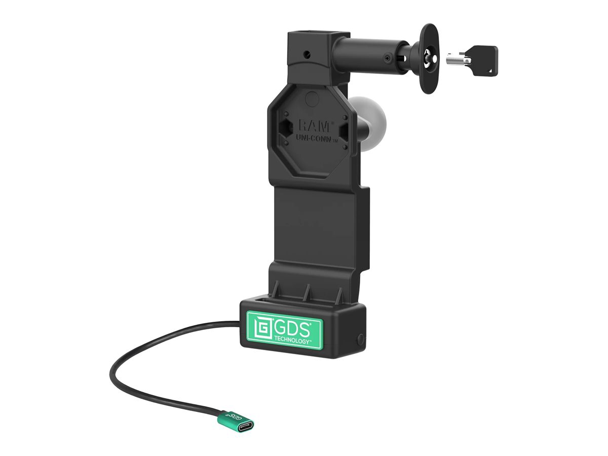 RAM GDS Uni-Conn car charging holder - right locking, snap-in - Pogo - 60 W