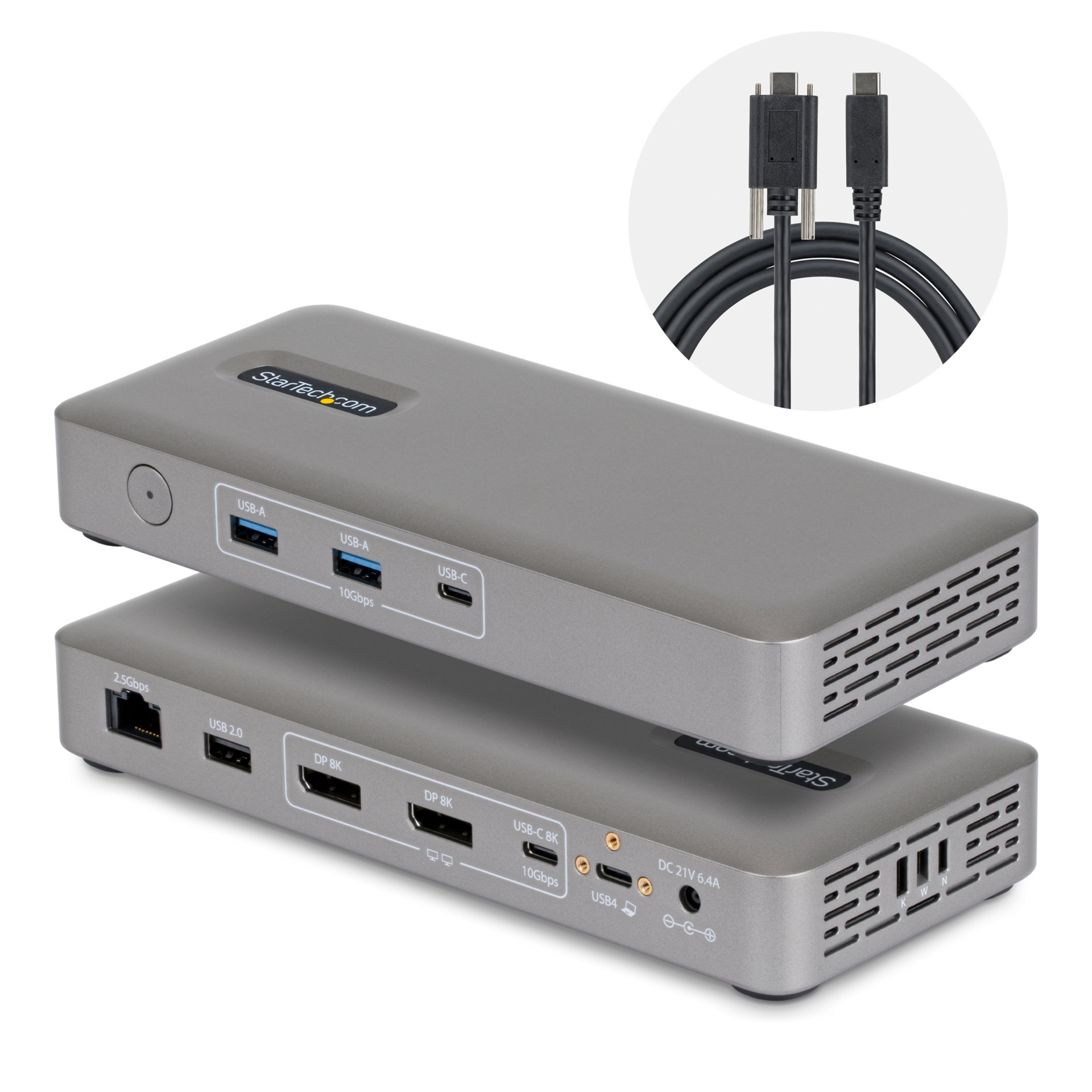 StarTech USB4 Docking Station, Driverless Dual 4K for macOS / Windows, Universal USB-C Dock with 100W Charging, 2.5GbE