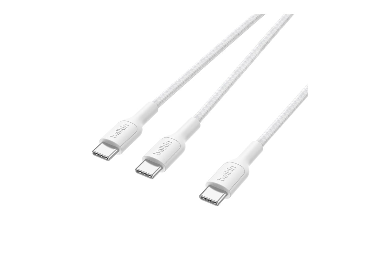 Belkin 140W USB-C to Dual USB-C Cable - 480 Mbps - Braided - M/M - 5ft/1.5m