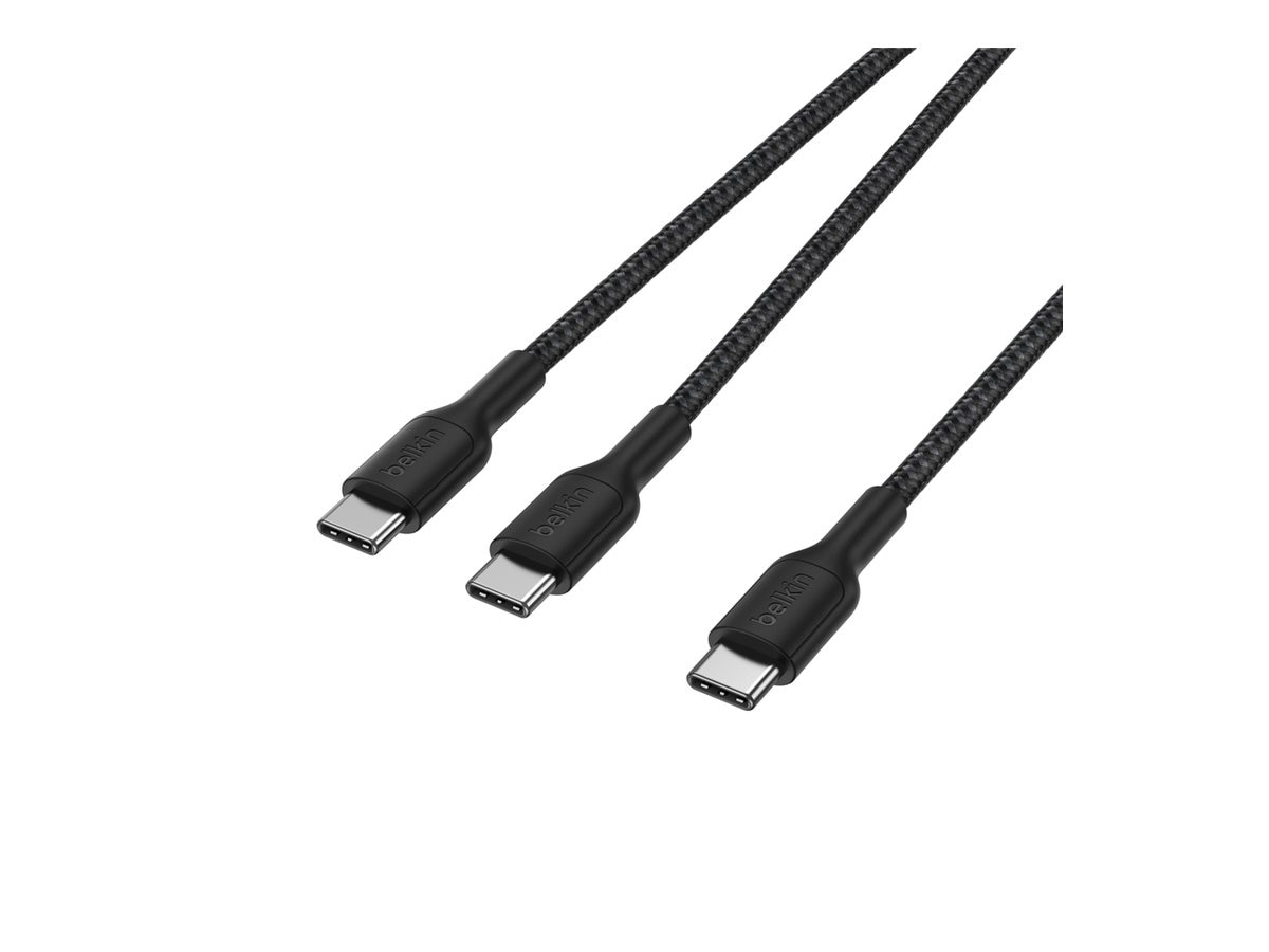 Belkin 140W USB-C to Dual USB-C Cable - 480 Mbps - Braided - M/M - 5ft/1.5m
