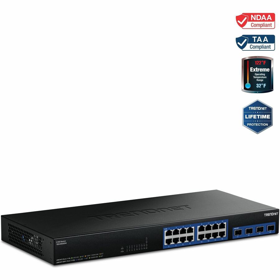 TRENDnet 20-Port 2.5G/Multi-Gig Switch with 10G SFP+ Ports, TEG-S50204, 16