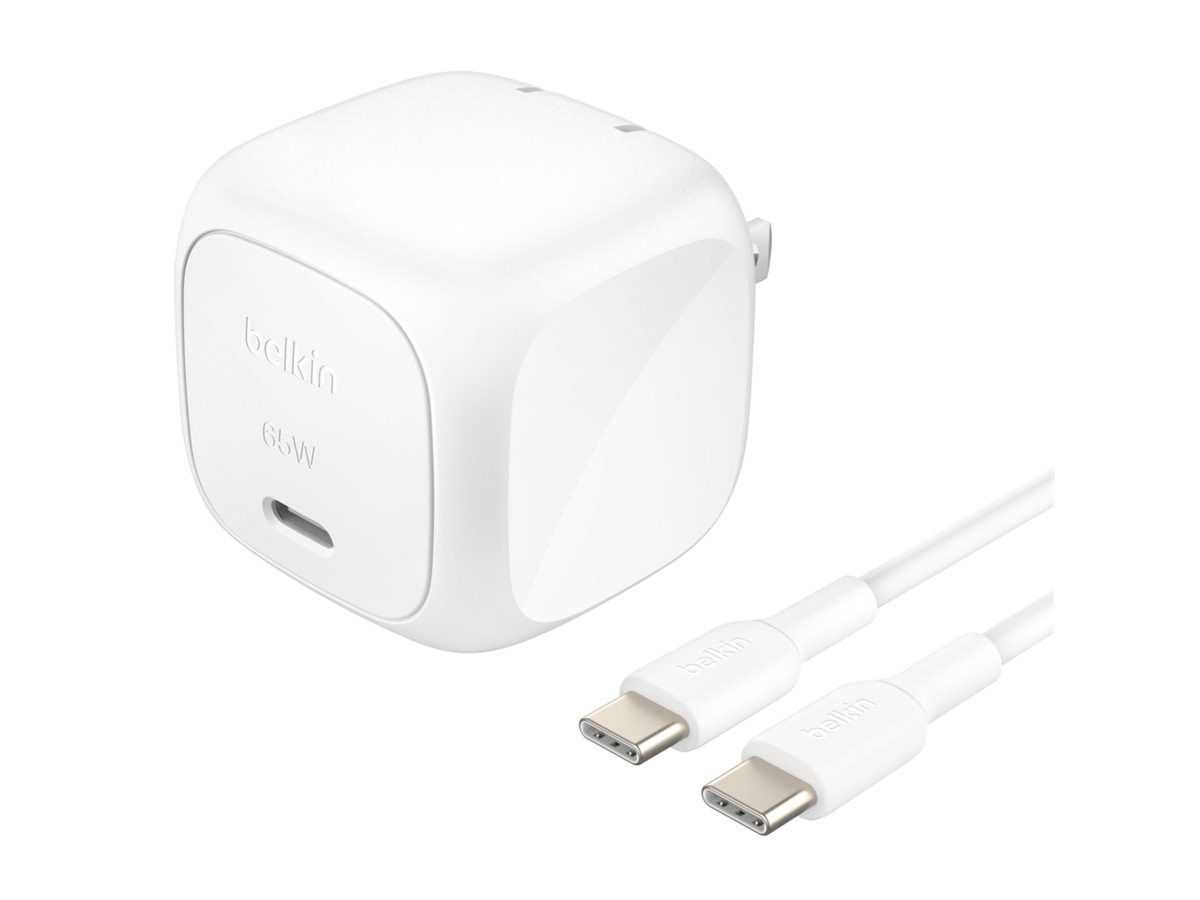 Belkin BoostCharge power adapter - compact - USB-C - 65 watt - with USB-C c