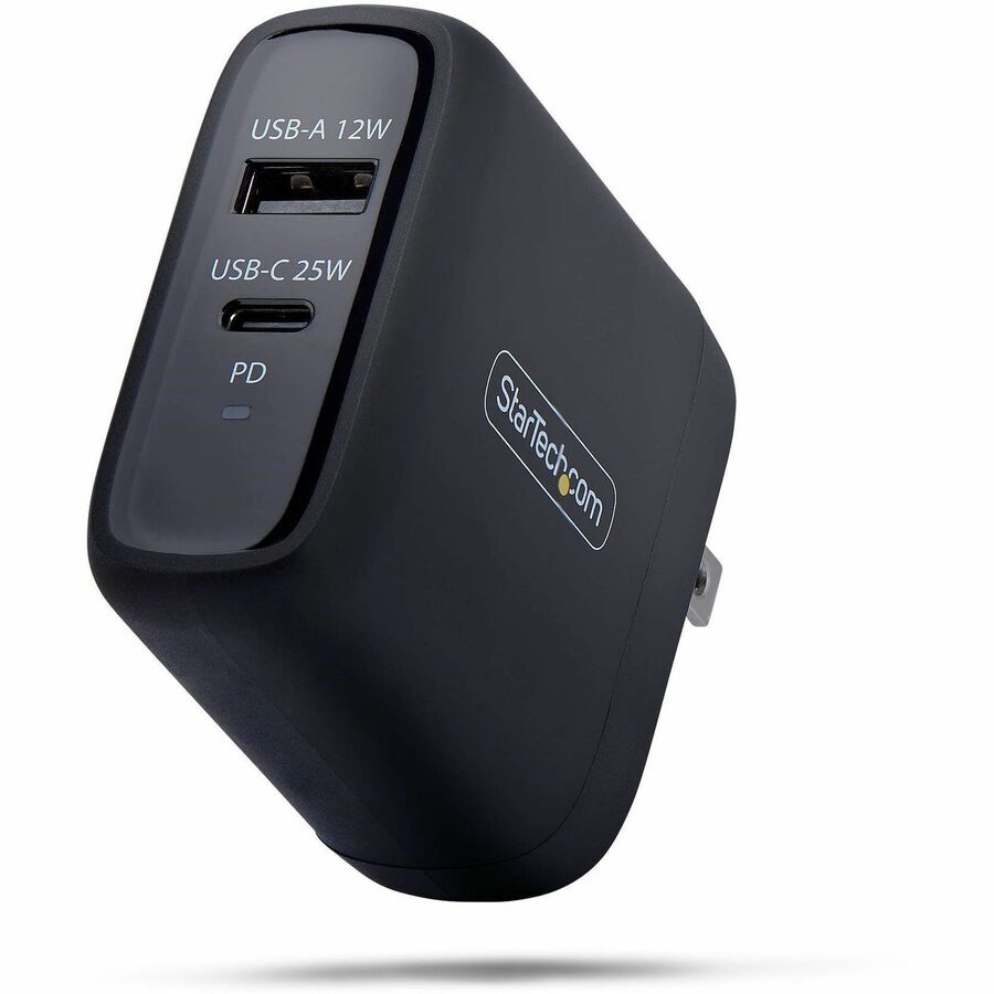 StarTech 37W USB-C / USB-A Wall Charger, Portable Charger with Power Delive