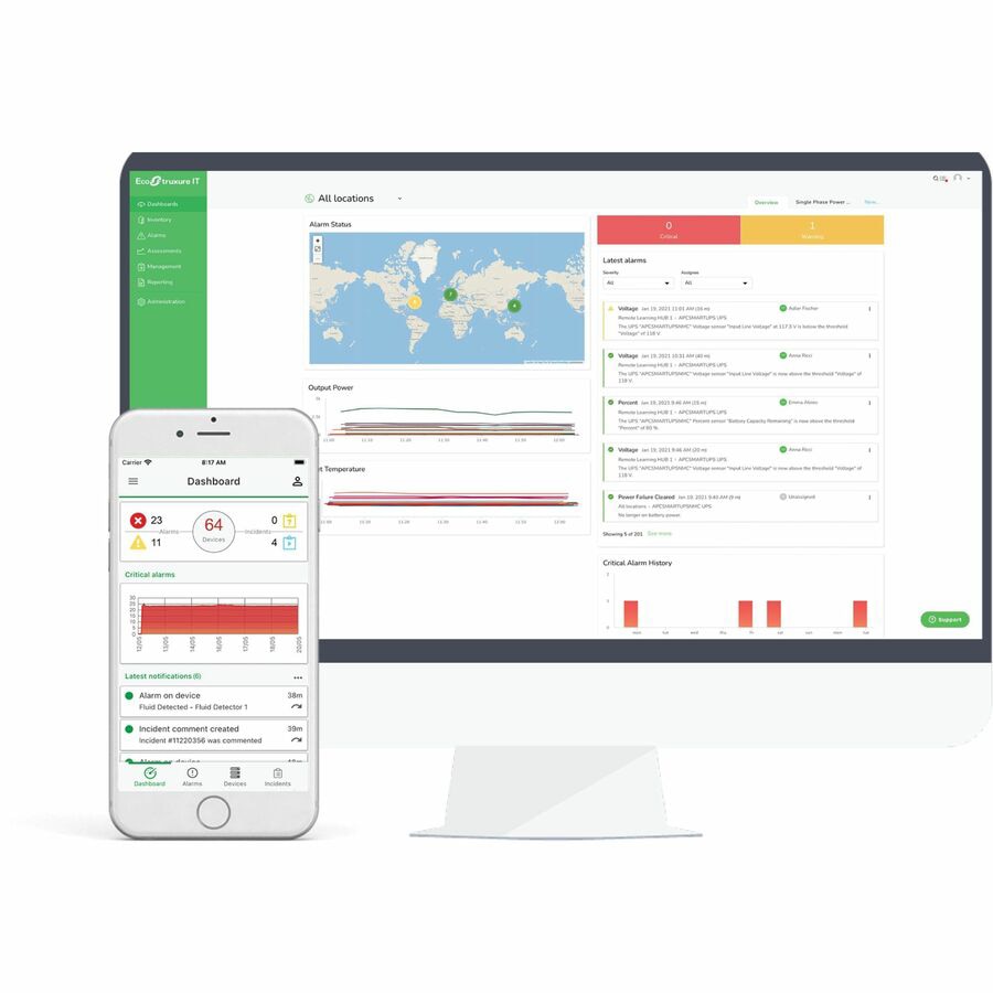 EcoStruxure IT Advisor Base and Capacity 1 Year SaaS, 250 Racks or 4,500ft2