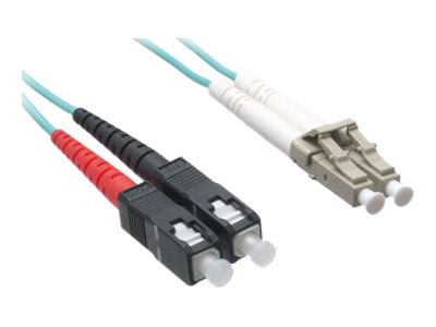 Axiom LC-SC Multimode Duplex OM3 50/125 Fiber Optic Cable - 1m - Aqua - net