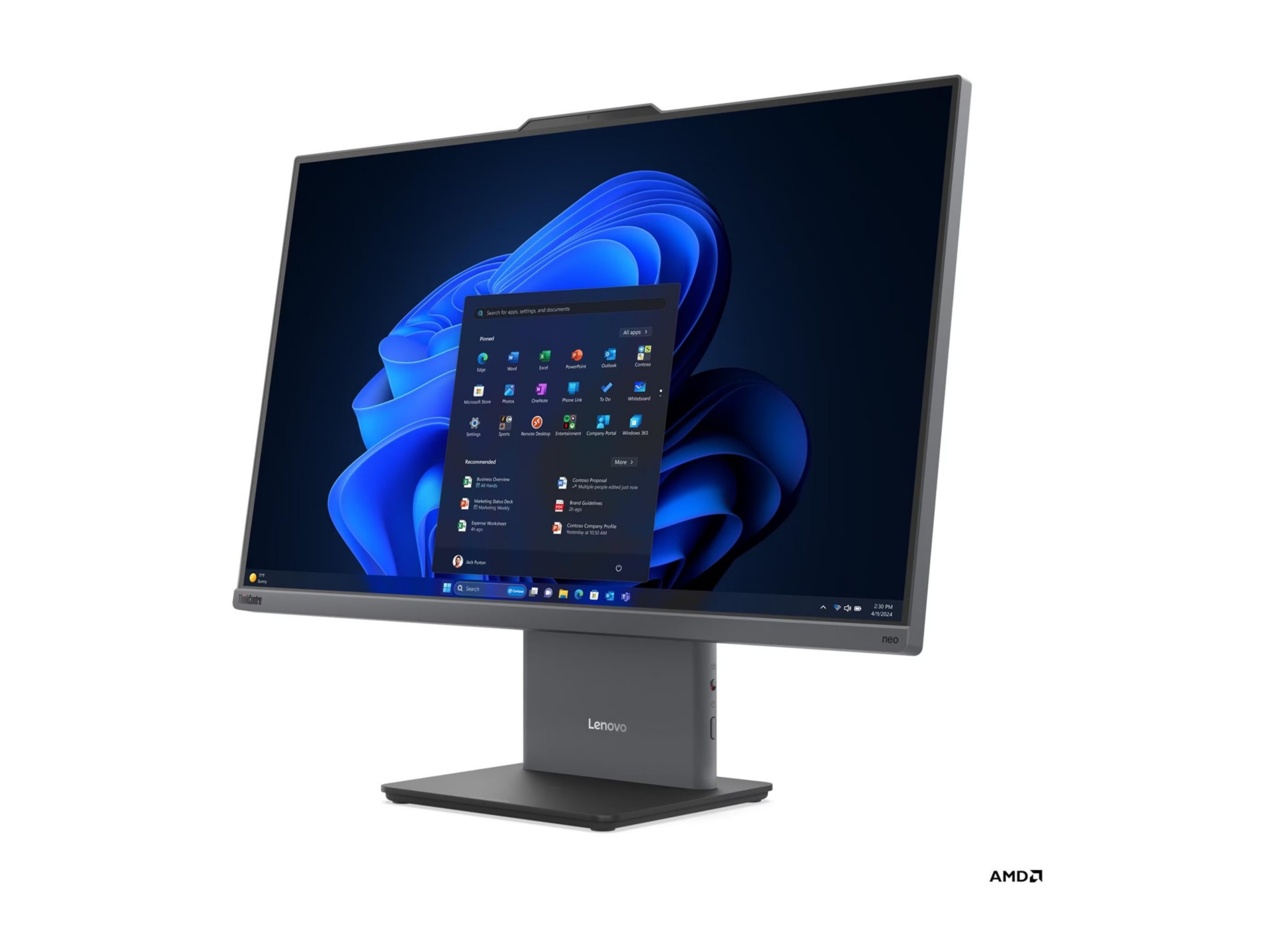 Lenovo ThinkCentre neo 55a 24 Gen 6 - all-in-one - AI PC - Ryzen 7 250 3.3 GHz - 16 GB - SSD 512 GB - LED 23.8" - US