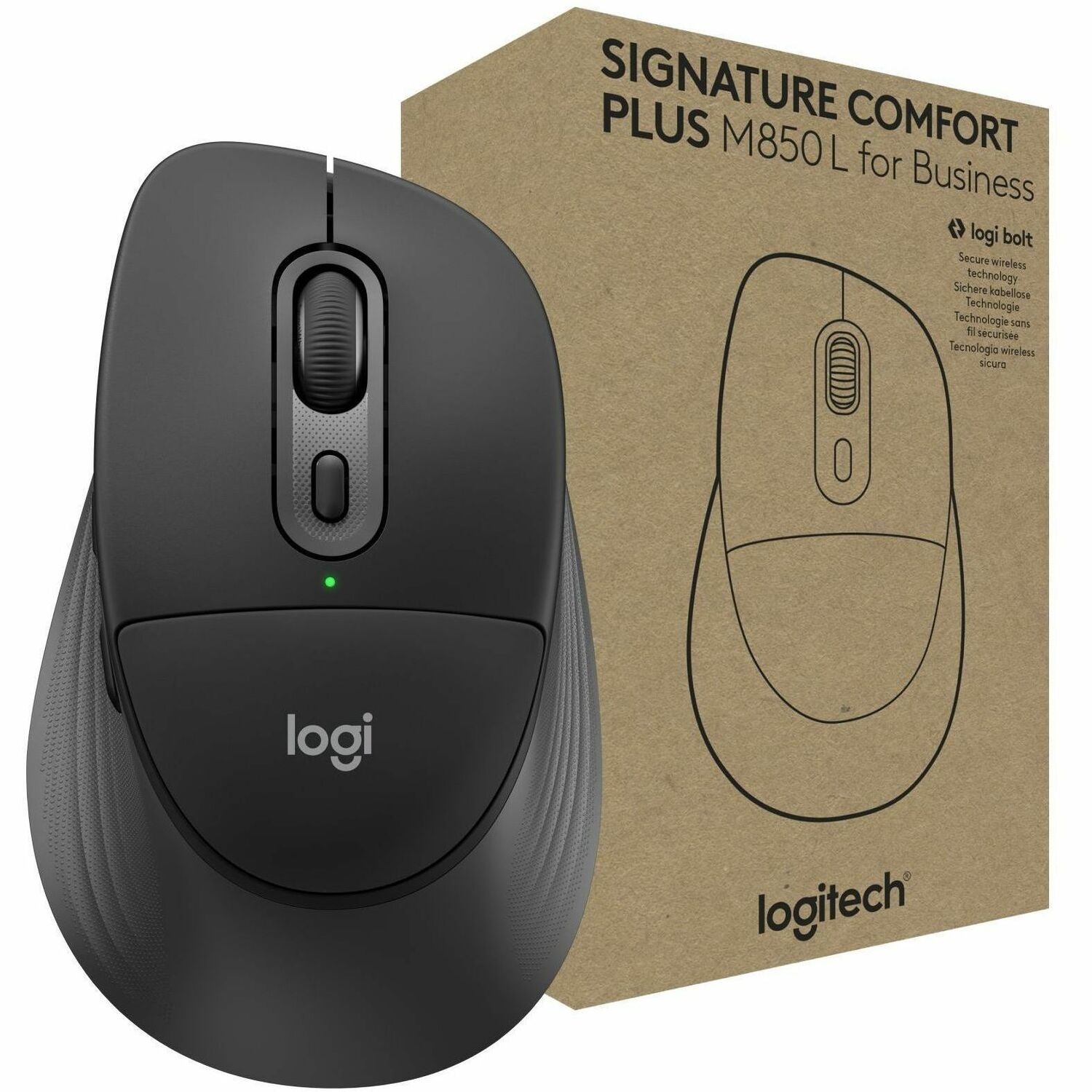 Logitech Signature Comfort Plus M850 L for Business, Wireless Mouse, Sculpted Design with Palm Cushion