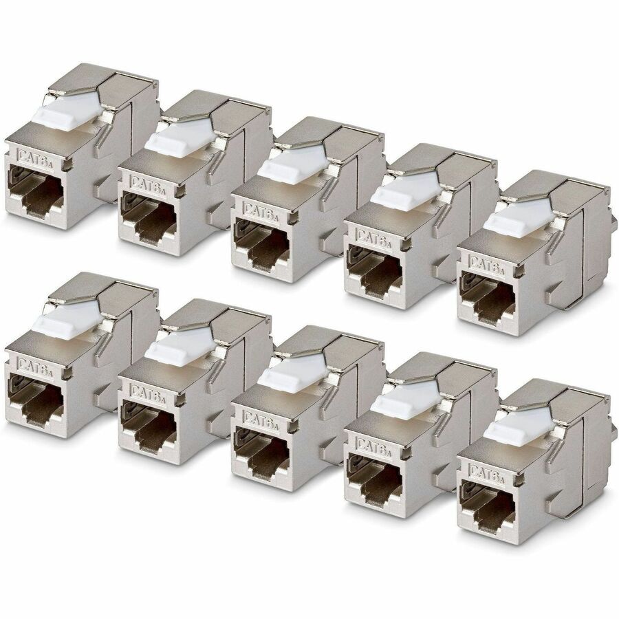 StarTech Shielded Cat6a Keystone Jack, 10-Pack RJ45 Ethernet Keystone Jacks