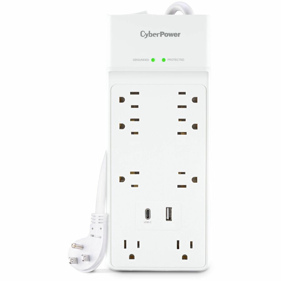 CyberPower CSP806UC18W Home and Office 8 - Outlet Surge Protector with 2400