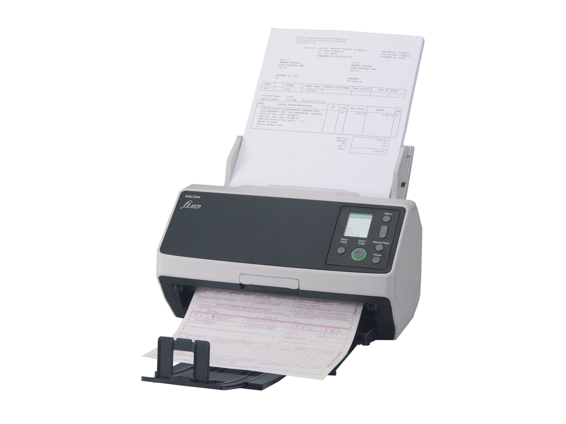 Ricoh fi-8170 - document scanner - desktop - Gigabit LAN, USB 3.2